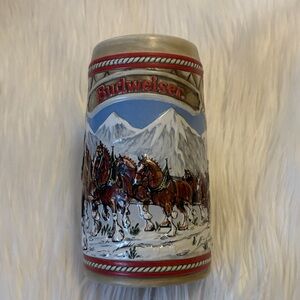 Budweiser Vintage 1985 “A” Series Holiday Stein, Snow Capped Mountains.